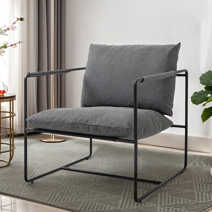 Sling Accent Chair, Modern Lounge Chair with Sturdy Metal Frame & Soft Cushion, Comfortable Side Chair for Living Room, Bedroom, Office