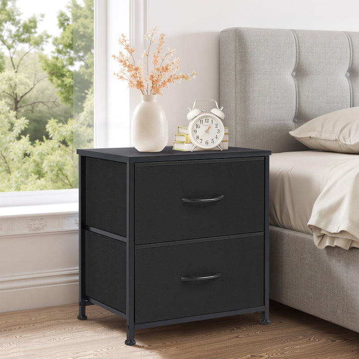TINKLE WELL Small Nightstand Dresser with 2 Fabric Drawers, 20-Inch Tall Bedside Table for Bedroom, Closet, or Dorm Storage