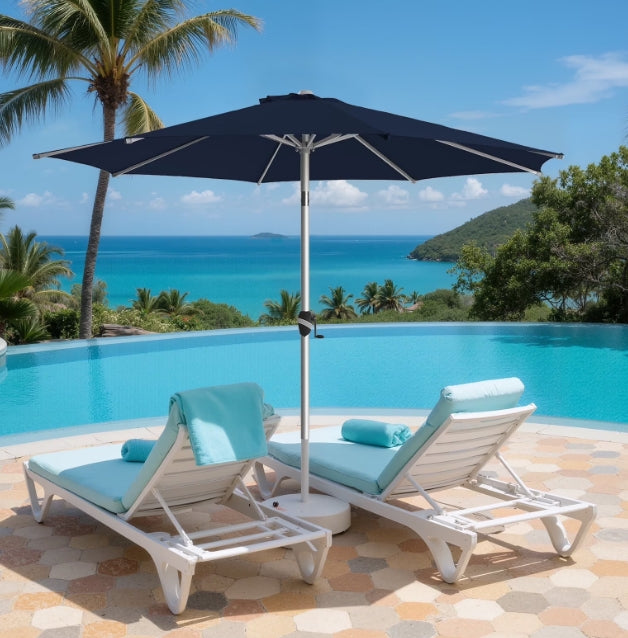 Patio Umbrella, 9 FT Outdoor Umbrellas Waterproof for Pool Table Deck Porch Yard Garden, Market Umbrella with 8 Sturdy Ribs, Push Button Tilt and Crank
