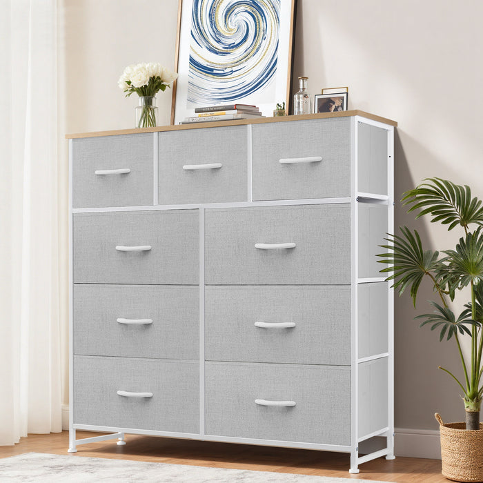 Sybels Drawer Dresser,Storage Organizer ,with wooden tabletop and fabric drawers, sturdy steel frame, suitable for bedroom, living room, and entryway