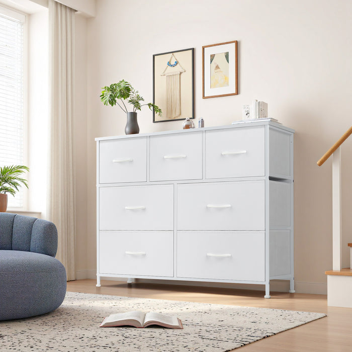 TINKLE WELL Wide 7/8/9 Drawer Fabric Dresser, Soft Storage Unit with Bins for Clothes, Toys, Linens, Fits Bedroom, Living Room, Hallway