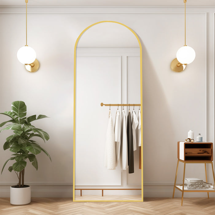 16"x59" Arched Mirror Full Length, Body Wall Mirrors with Shatter-Proof Glass, Floor Standing, Hanging or Leaning, Tall Arch Mirror with Stand Aluminum Alloy Frame for Bedroom Cloakroom