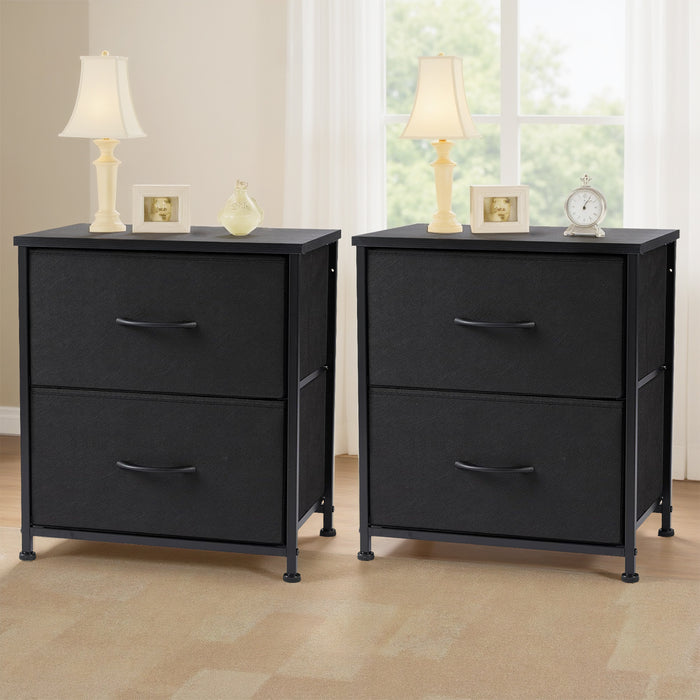 Bigleap Nightstand, 2 Drawer Dresser for Bedroom, Bedside Furniture, End Table for Bedroom, Closet, Entryway, Black