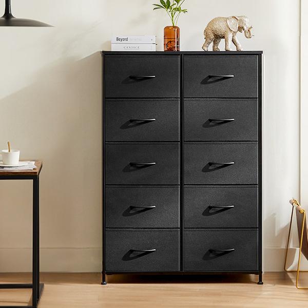 Sybels Storage Dresser with Drawers, Anti-Tip Fabric Chests Organizer Tower Furniture for Bedroom, Closet, Hallway, Entryway