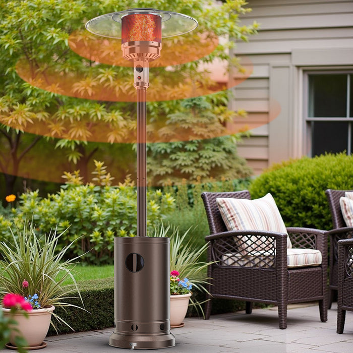 Simenmax Propane Heater, 48,000 BTU Outdoor Heaters for Patio with Auto-off Safety Protection System, Double-Layer Stainless Steel with Wheels for Backyard, Deck, Garden, Porch
