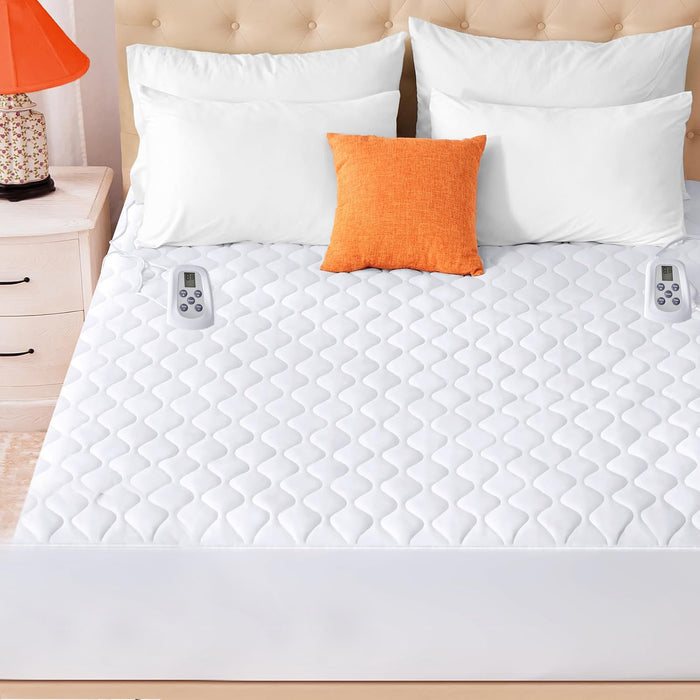 Simenmax Heated Mattress Pad Full Size, Extra Wide Dual Zone Electric Bed Warming Pad with 10 Heat Setting & 12-Hour Auto Shut-Off, Machine Washable
