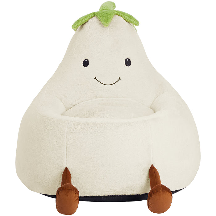 Simenmax 31'' Bean Bag Chair, Plush Rabbit Fur L-Shape Lounger, Washable Stuffed Sofa for Living Room, Bedroom & Reading Nook,Beige