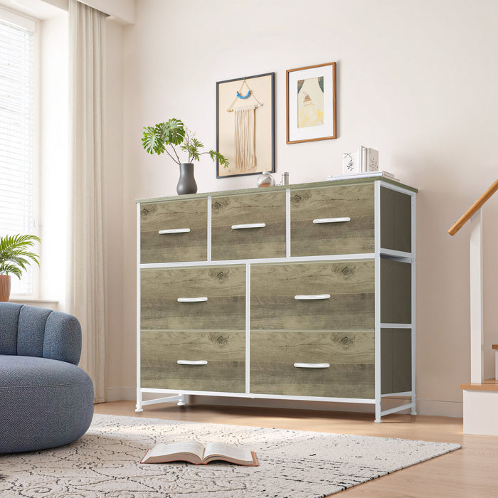 Beddle Dresser with Fabric Drawers for Bedroom, Wide Storage Chest with Drawer Organizer for Closet or Living Room