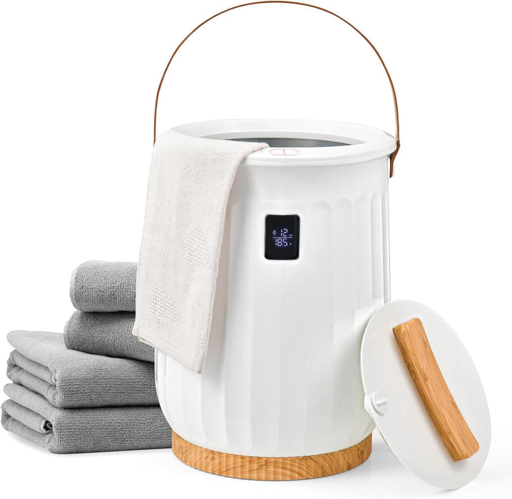 Simenmax Towel Warmer for Bathroom, 20L Large Capacity Electric Towel Heater with 4 Time Settings & Auto-Off for Towels, Robes, Blankets, Beige