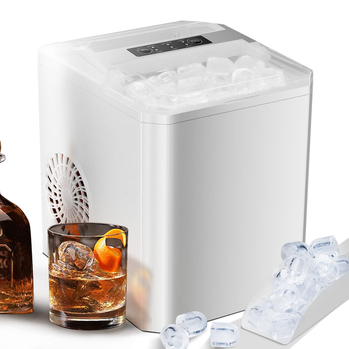 Simenmax Ice Maker, Portable Countertop Icemaker Machine, Self Cleaning Quiet 2 Sizes Bullet Cubes Makers, 9 Cubes in 6 Mins,White