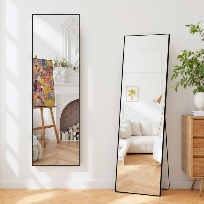 TINKLE WELL Arched Full-Length Mirror, 59"x16" Inch Freestanding, Wall-Mounted or Leaning Floor Mirror, Sleek Gold Aluminum Alloy Frame, Placed in Bedroom, Cloakroom, or Living Room