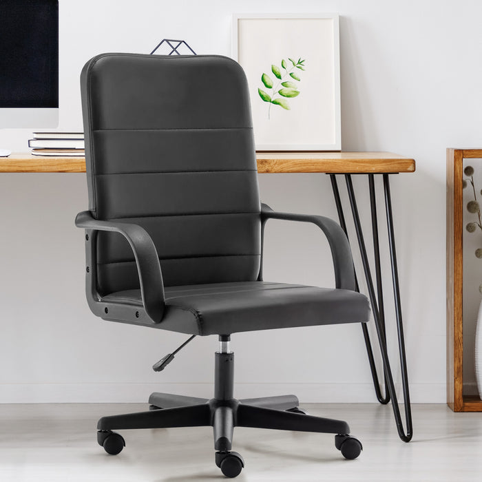 Office Chair, High Back Ergonomic Computer Desk Chair with Arms, Height Adjustable Rolling Swivel Leather Chair for Home Study Working