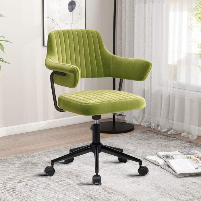 Office Desk Chair, Modern Cute Rolling Vanity Swivel Task Chairs with Wheels, Comfortable Back Seat for Home, Bedrooms, Office, Study, Student, Adults, Make-up, Dressing Room,Olive Green