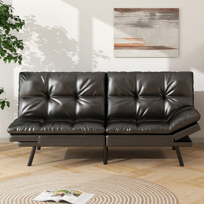 Yangming Sofa Bed, Convertible Couch with Adjustable Backrest and Armrests for Study, Apartment, Office and Dorm, Black