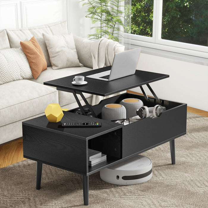 Simenmax Coffee Table, Lift Top Coffee Tables for Living Room with Storage Shelf and Hidden Compartment,Black