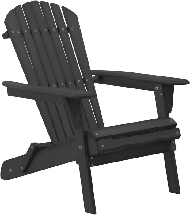 Outdoor Adirondack Chair, Wood Accent Chair Foldable Lawn Outdoor Chairs,Fire Pit Chair,All-Weather Natural Seat for Patio Chair, Garden Chair, Pool Chair,Black