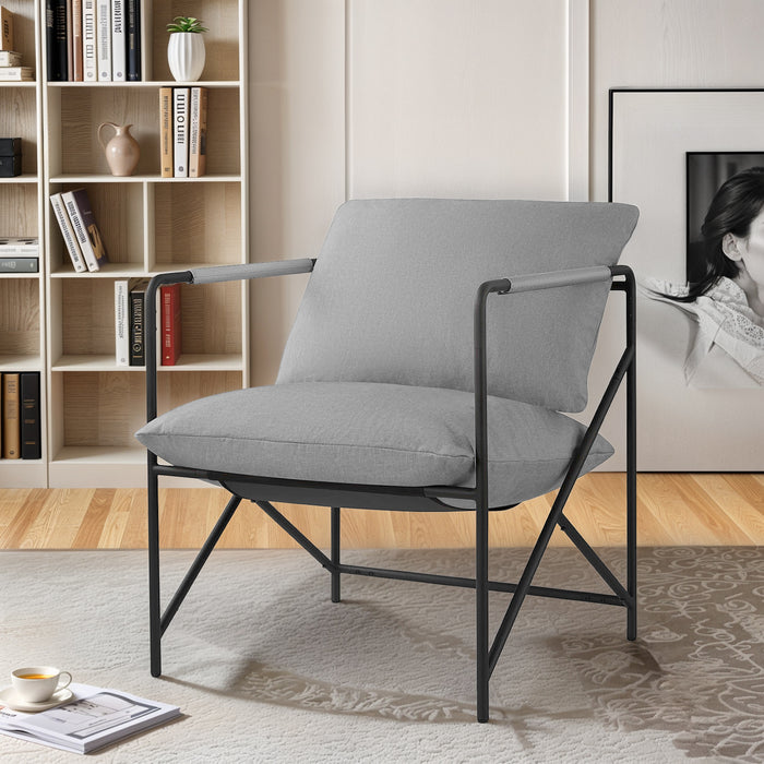 Sling Accent Chair, Modern Lounge Chair with Sturdy Metal Frame & Soft Cushion, Comfortable Side Chair for Living Room, Bedroom, Office