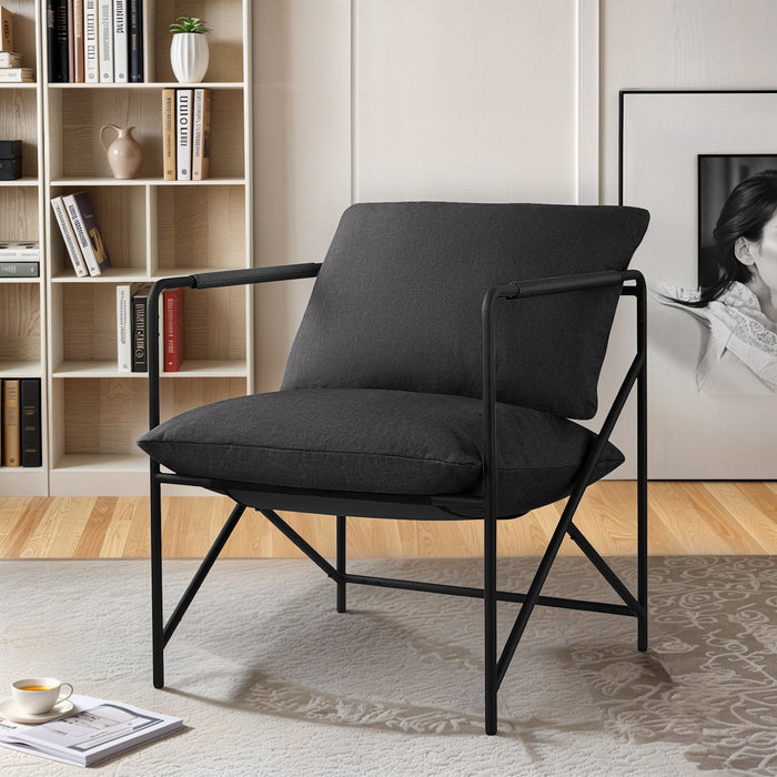 Sling Accent Chair, Modern Lounge Chair with Sturdy Metal Frame & Soft Cushion, Comfortable Side Chair for Living Room, Bedroom, Office
