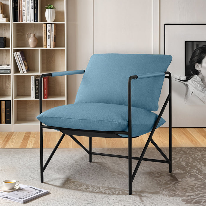 Sling Accent Chair, Modern Lounge Chair with Sturdy Metal Frame & Soft Cushion, Comfortable Side Chair for Living Room, Bedroom, Office