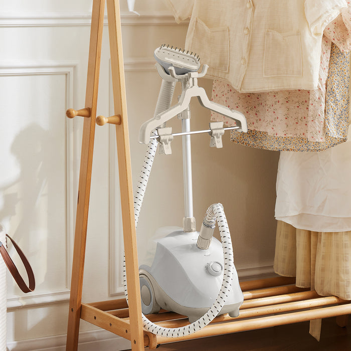 Sybels Standing Garment Steamer – 1500W Strong Power, Wheels for Convenient Mobility, 1.7L Tank Supports 55 Mins Non-Stop Steaming, Professional 45-Second Fast Heat Wrinkle Eraser, Light Grey