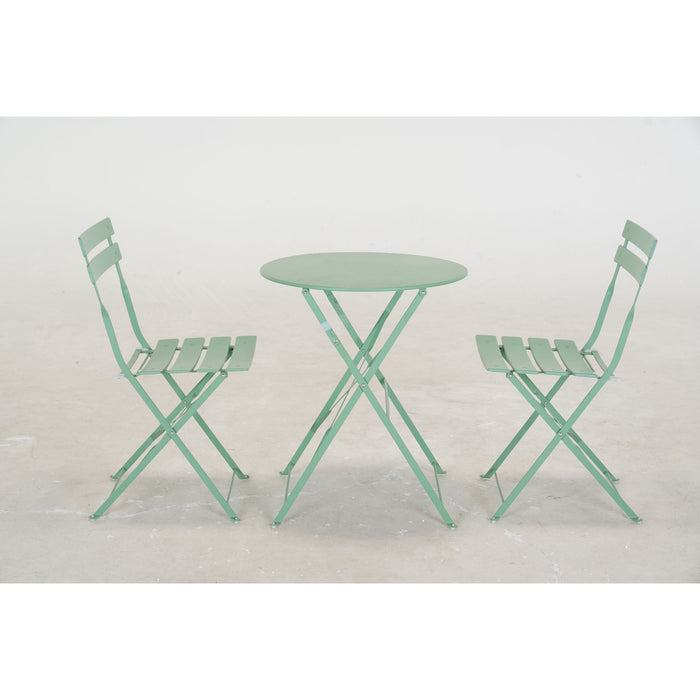 Mydepot Steel Patio Bistro Set, Folding Outdoor Furniture, 3 Piece Patio Table & Chairs