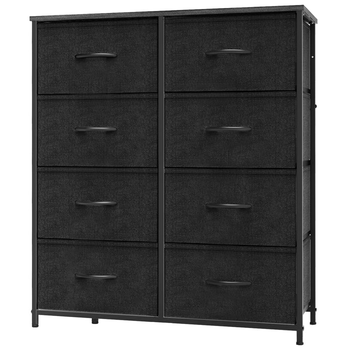 Bigleap 8 Drawer Dresser, Fabric Storage Tower Organizer with Wood Top and Steel Frame for Bedroom, Closet, Hallway, Entryway,Black