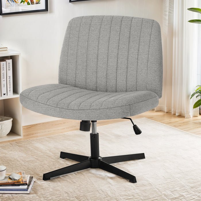 TINKLE WELL Criss-Cross Legged Armless Chair with Wide Seat, Height-adjustable tilt and swivel, and Soft Fabric for Home Office, Bedroom, Study Room, and Student Desk Seating