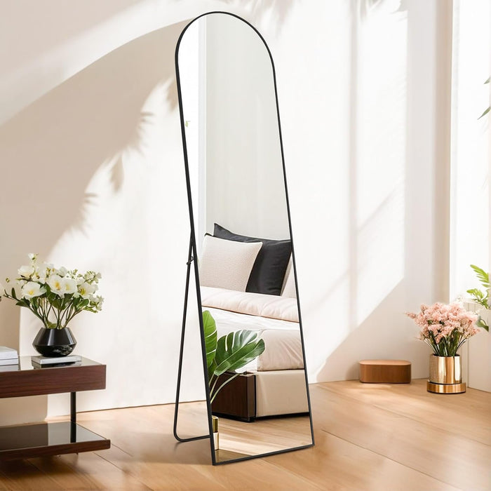 16"x59" Arched Mirror Full Length, Body Wall Mirrors with Shatter-Proof Glass, Floor Standing, Hanging or Leaning, Tall Arch Mirror with Stand Aluminum Alloy Frame for Bedroom Cloakroom