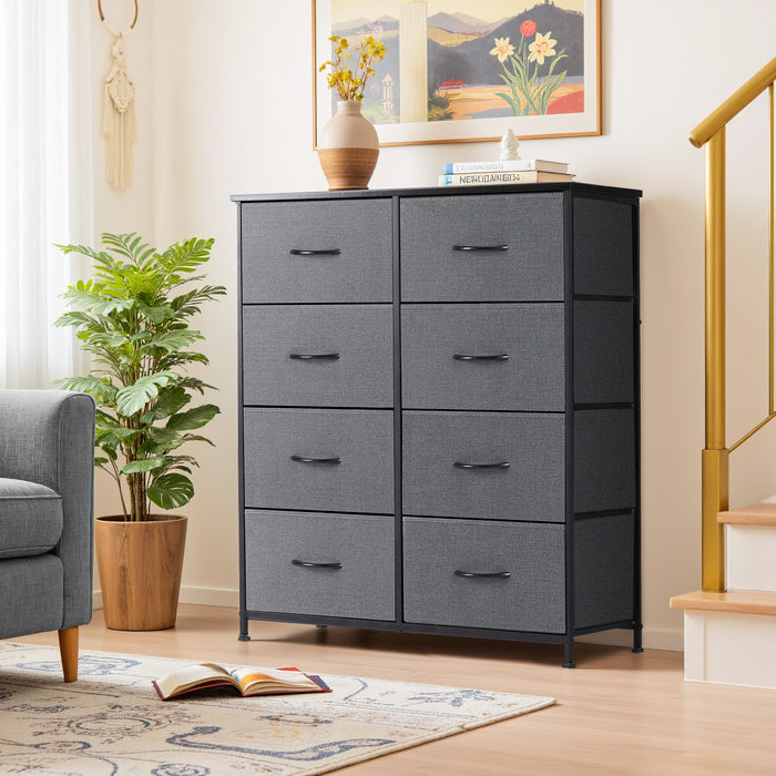 TINKLE WELL Wide 7/8/9 Drawer Fabric Dresser, Soft Storage Unit with Bins for Clothes, Toys, Linens, Fits Bedroom, Living Room, Hallway