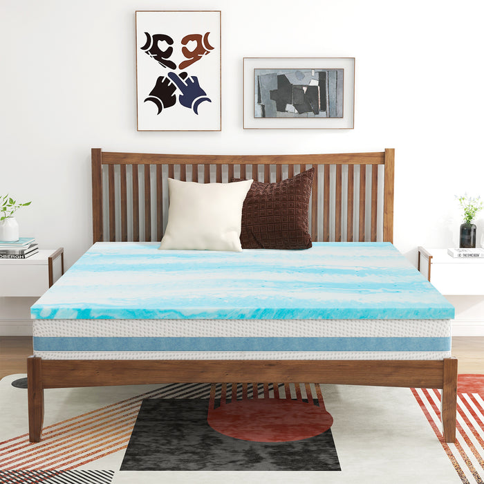Queen Memory Foam Mattress Topper, 2'' Cooling Gel Mattress Topper CertiPUR-US Certified