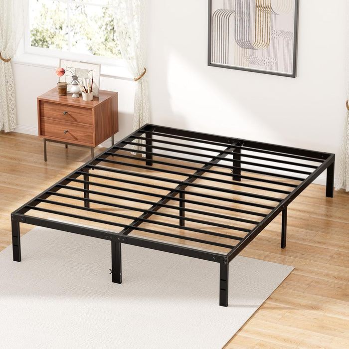 TINKLE WELL Twin/ Full/ Queen/ King Size 11.5"/14" Height Metal Platform Bed Frame with Steel Slat Support, No Box Spring Required, Under-Bed Storage, Easy Assembly, Black