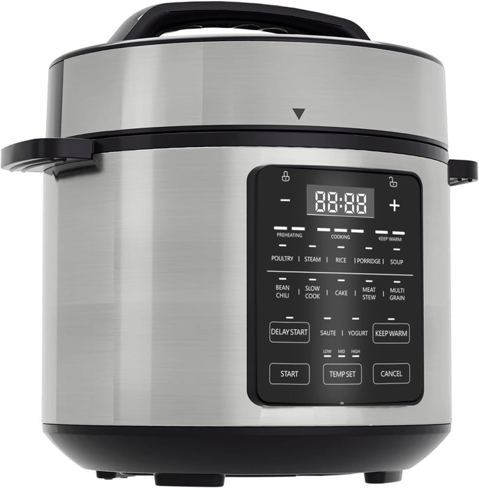 Sybels 8QT 12-in-1 Electric Pressure Cooker | Stainless steel pot with steaming, stir-frying, and warming function