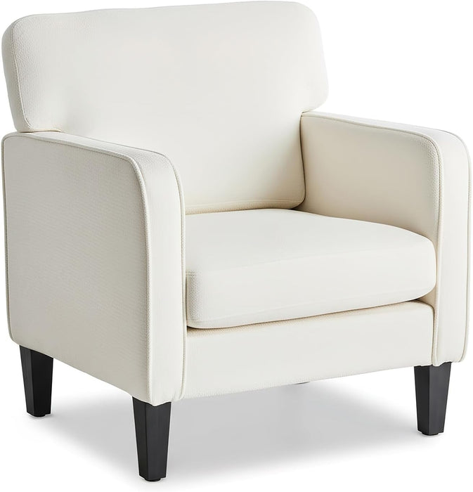 Simenmax Mid-Century Modern Accent Chair, Ergonomic Reading Chair Lounge Chair with Armrests for Living Room, Bedroom, Reception,Beige