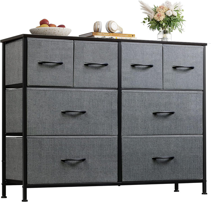 Bigleap 8-Drawer Wide Dresser for Bedroom, Large Fabric Storage Tower for Living Room, Closet & Entryway Organization,Gray