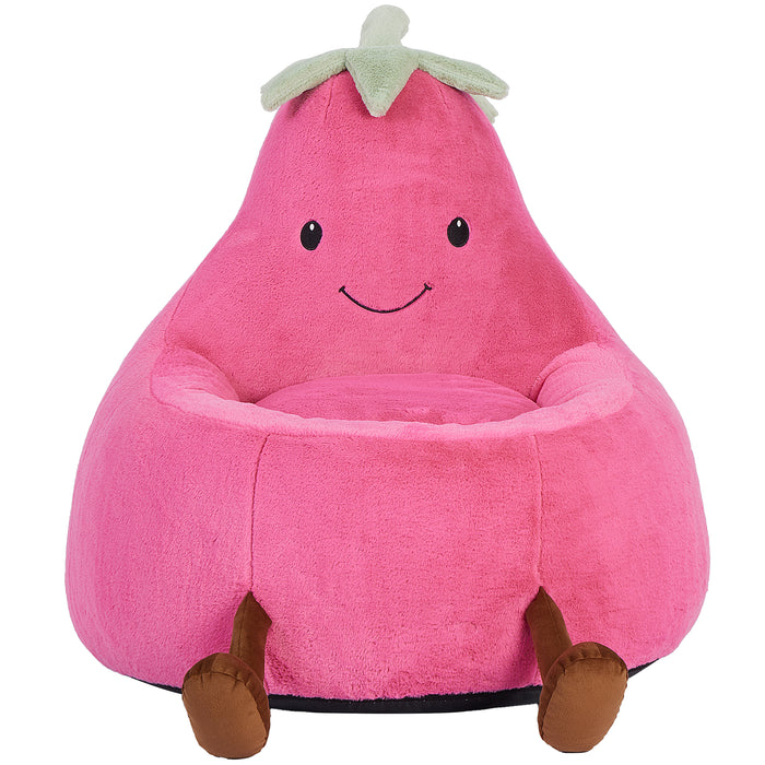 Simenmax 24'' Bean Bag Chair, Plush Rabbit Fur L-Shape Lounger, Washable Stuffed Sofa for Living Room, Bedroom & Reading Nook,Rose Red