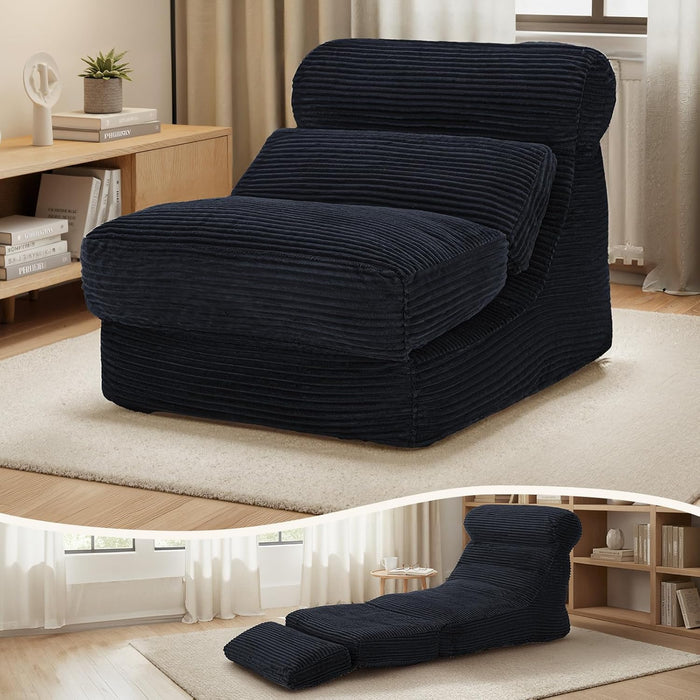 Simenmax 84" Convertible Sofa Bed, 3-in-1 Foldable Futon Sleeper with Back Support, Modern Floor Chair for Small Spaces, Office, Apartment, Black