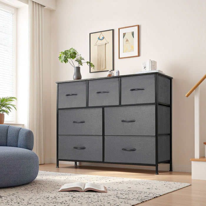 TINKLE WELL Wide 7/8/9 Drawer Fabric Dresser, Soft Storage Unit with Bins for Clothes, Toys, Linens, Fits Bedroom, Living Room, Hallway
