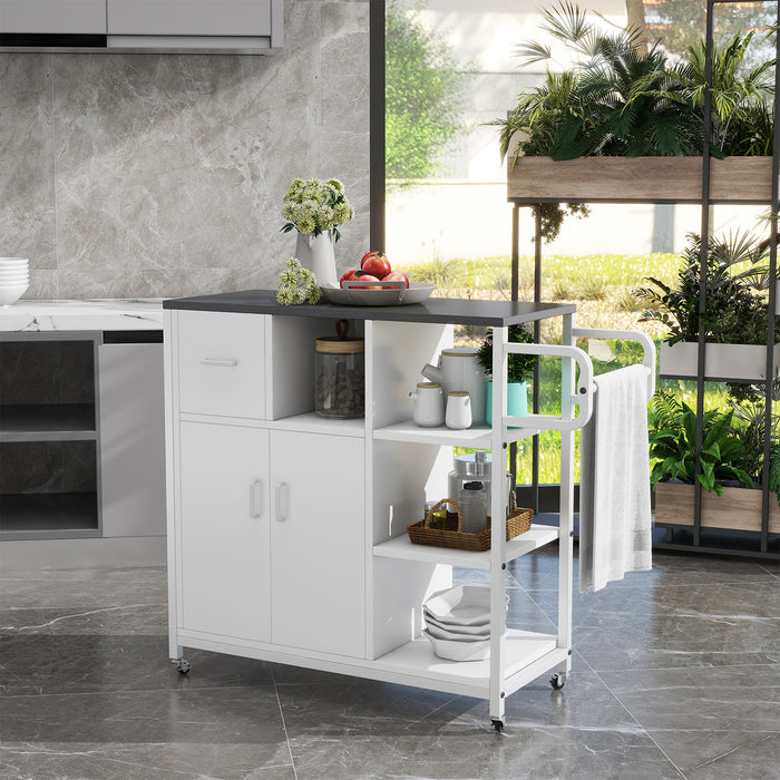 Kitchen Storage Cabinet,Storage Racks, Kitchen Island on 4 Wheels,Mobile Kitchen Table Suitable for displaying Small appliances, for Dining Room Kitchen,Gray