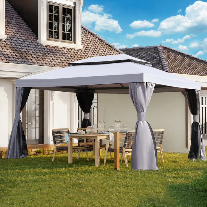SIMENMAX 10x13 Ft Patio Gazebo,Outdoor Gazebo Canopy with Mosquito Netting and Curtains,Sturdy Soft Top Gazebo