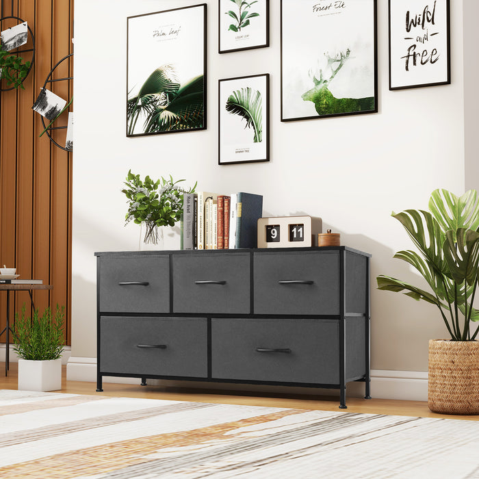 5 Drawers Fabric Dresser, Nightstand With Wide Chest Of Drawers,Storage Tower Storage Dresser Closet For Living Room, Bedroom, Hallway