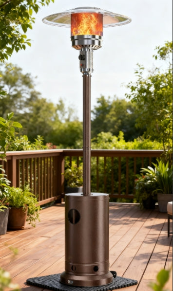 Dozzle Propane Patio Heater: 48,000 BTU, Portable on Wheels, Auto Shut-Off, and Wind-Resistant Double-Layer Steel