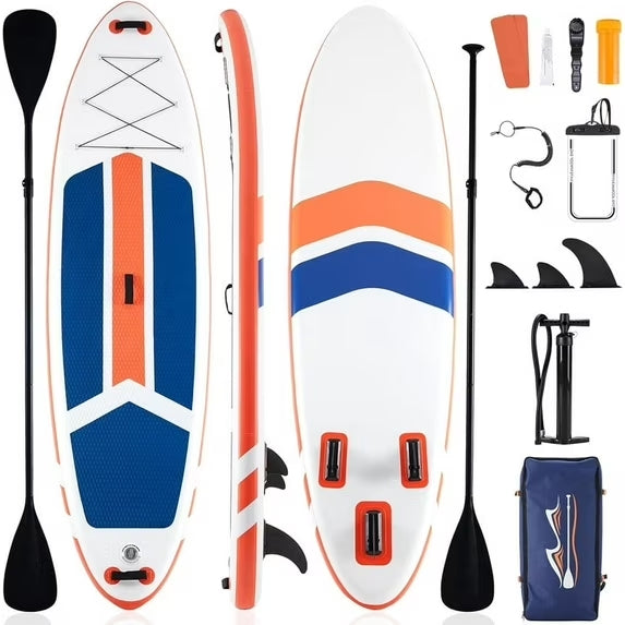 Sybels Complete Inflatable Stand Up Paddle Board Kit, Wide & Stable Design, Anti-Slip Deck, Adjustable Paddle, Ideal for Beginners to Advanced, Orange