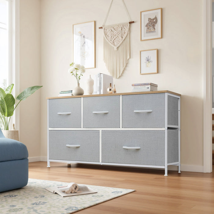 Beddle Dresser with Fabric Drawers for Bedroom, Wide Storage Chest with Drawer Organizer for Closet or Living Room