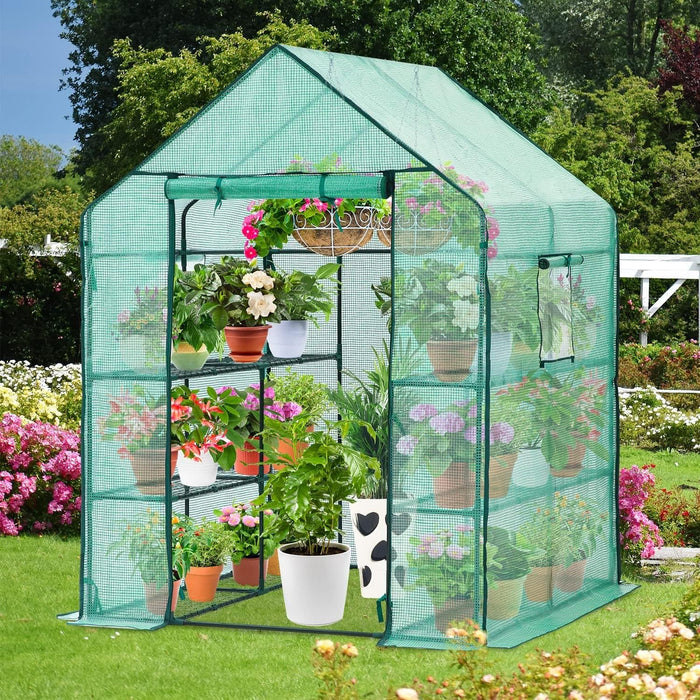 Simenmax 56'' Walk-in Greenhouse, Heavy-Duty PVC Cover with Screen Windows, Portable Outdoor Plant House for Gardening, Green