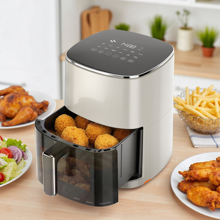 TINKLE WELL 6-Quart Air Fryer with Viewing Window, 12-in-1 Multi-Function Appliance for Air Frying, Roasting, Baking, Reheating, Dehydrating, and More, Up to 400°F