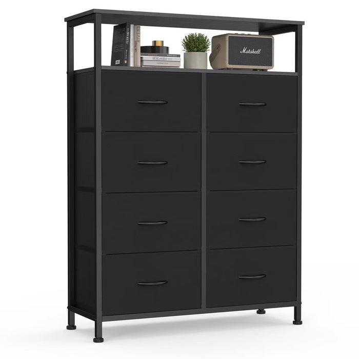 Bigleap 8-Drawer Dresser, Fabric Storage Cabinet, Clothes Organizer with Wood Top,Wardrobe, TV Stand for Living Room & Bedroom, Black