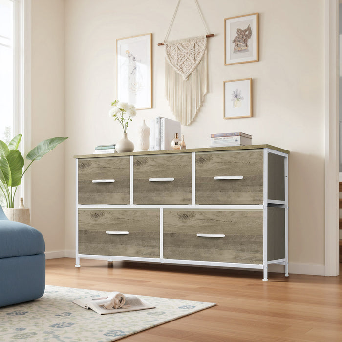 Beddle Dresser with Fabric Drawers for Bedroom, Wide Storage Chest with Drawer Organizer for Closet or Living Room