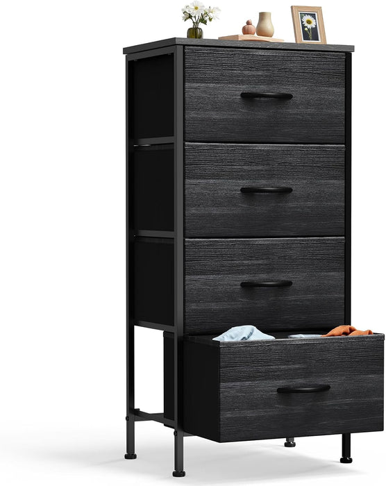 Simenmax 4/5/7/8/9Dresser, Storage Drawers with Removable Fabric Bins, Fabric Closet Chests Organizer for Bedroom, Closet, Living Room, Black Wood