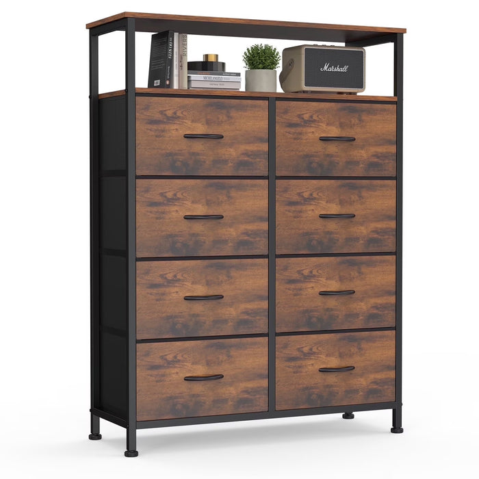Bigleap 8-Drawer Dresser, Fabric Storage Cabinet, Clothes Organizer with Wood Top,Wardrobe, TV Stand for Living Room & Bedroom, Brown