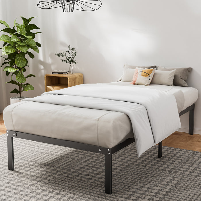 Yangming Twin Size Metal Platform Bed Frame, Heavy Duty Mattress Foundation with Steel Slats Support, No Box Spring Needed, Black